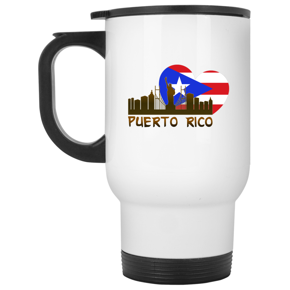 New York Puerto Rico Heart White Travel Mug