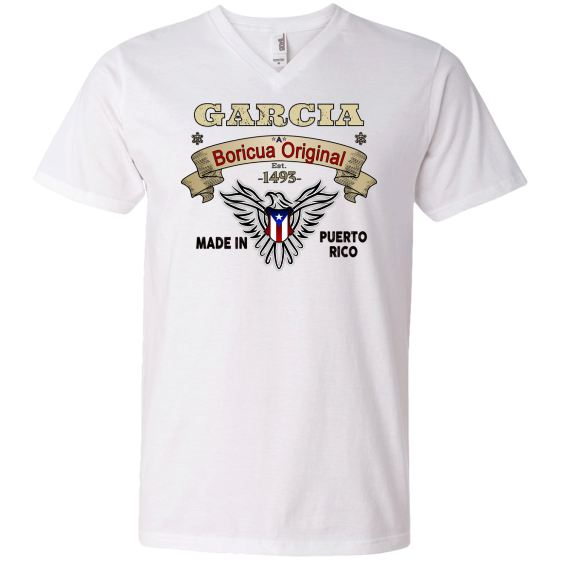 Garcia Boricua Original V-Neck T-Shirt - Puerto Rican Pride