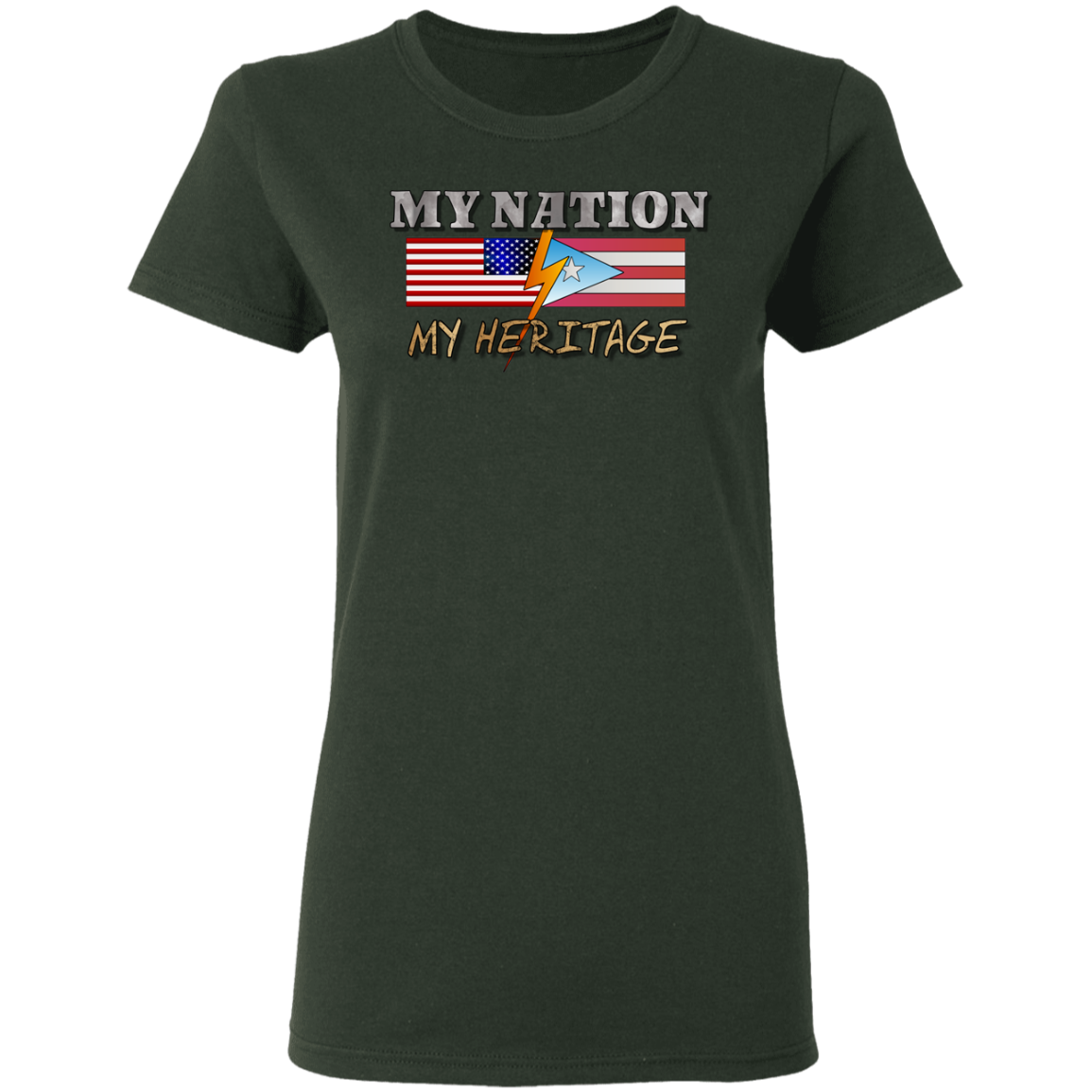 My Nation My Pride Ladies' 5.3 oz. T-Shirt - Puerto Rican Pride