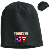 Thumbnail for Brooklyn NY Slouch Beanie - Puerto Rican Pride