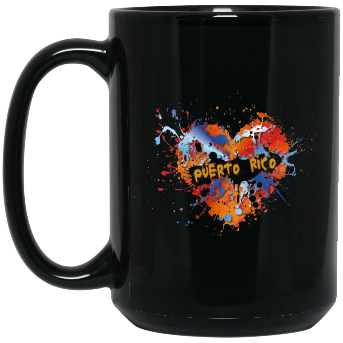 Puerto Rico Heart Abstract 15 oz. Black Mug