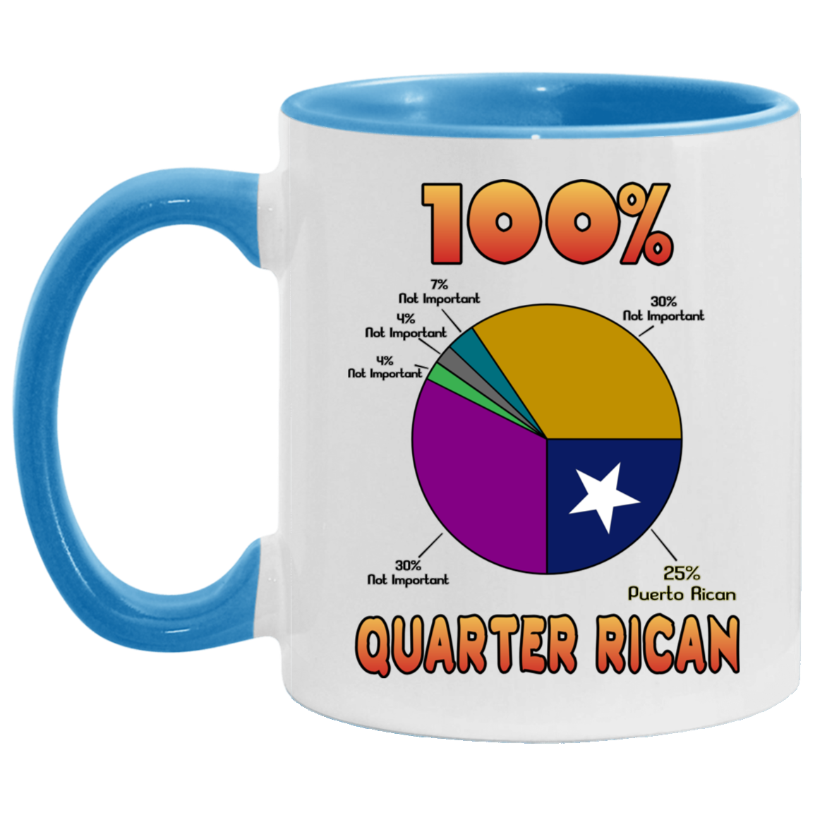 Quarter Rican 11OZ Accent Mug - Puerto Rican Pride