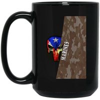 Thumbnail for Marines Camo PR Skull - 15 oz. Black Mug