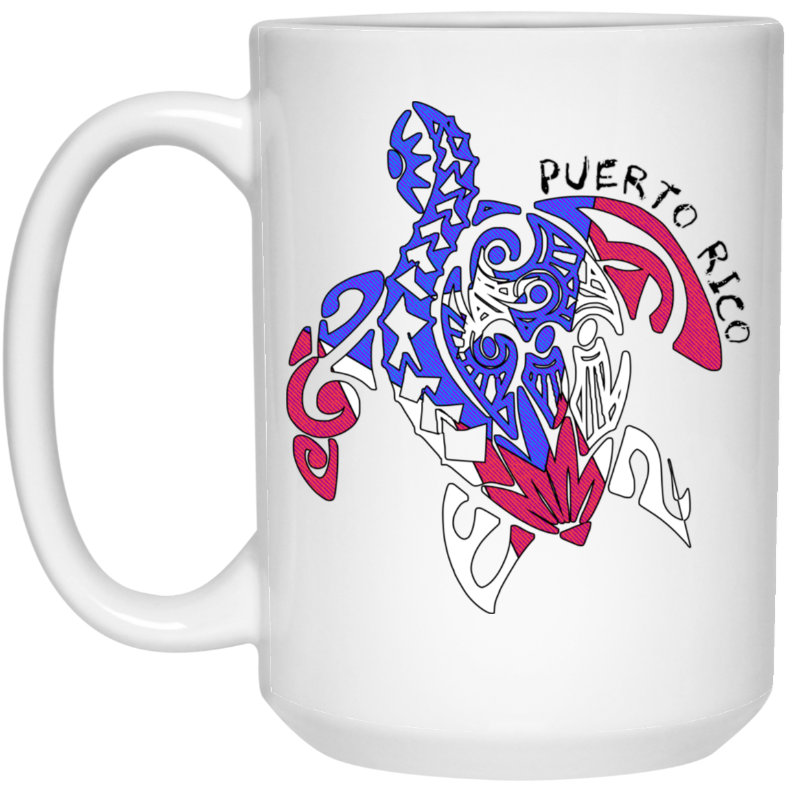 Puerto Rico Flag Turtle 15 oz. White Mug