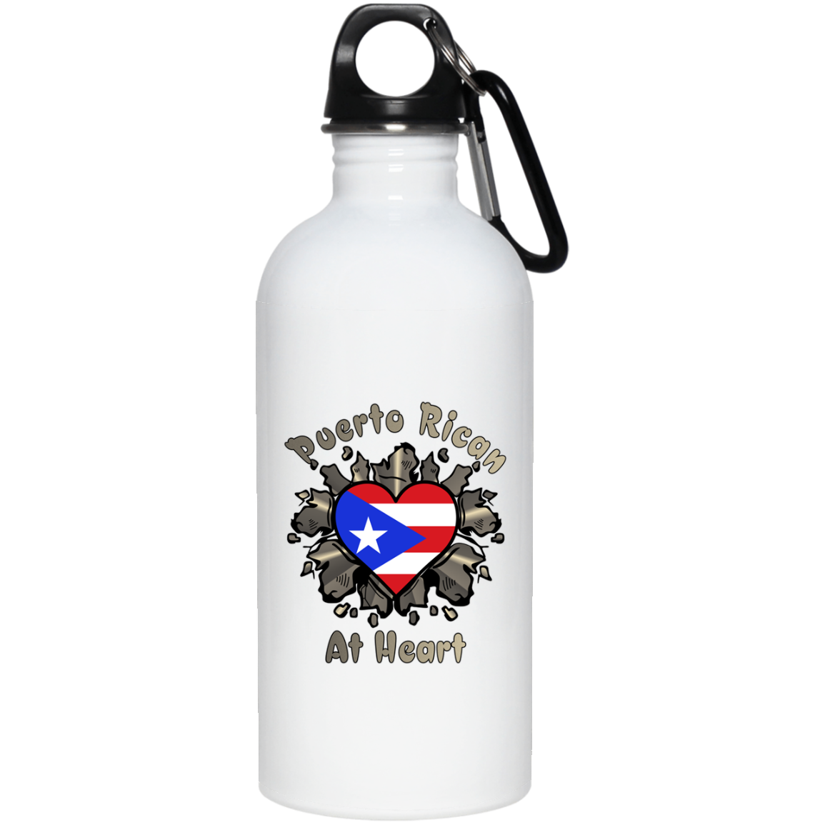 Puerto Rican At Heart - 20 oz. Stainless Steel Water Bottle