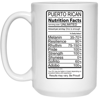 Thumbnail for Puerto Rican Nutritional Facts 15oz  Coffee Cup