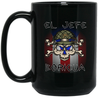Thumbnail for El Jefe Boricua 15 oz. Black Mug