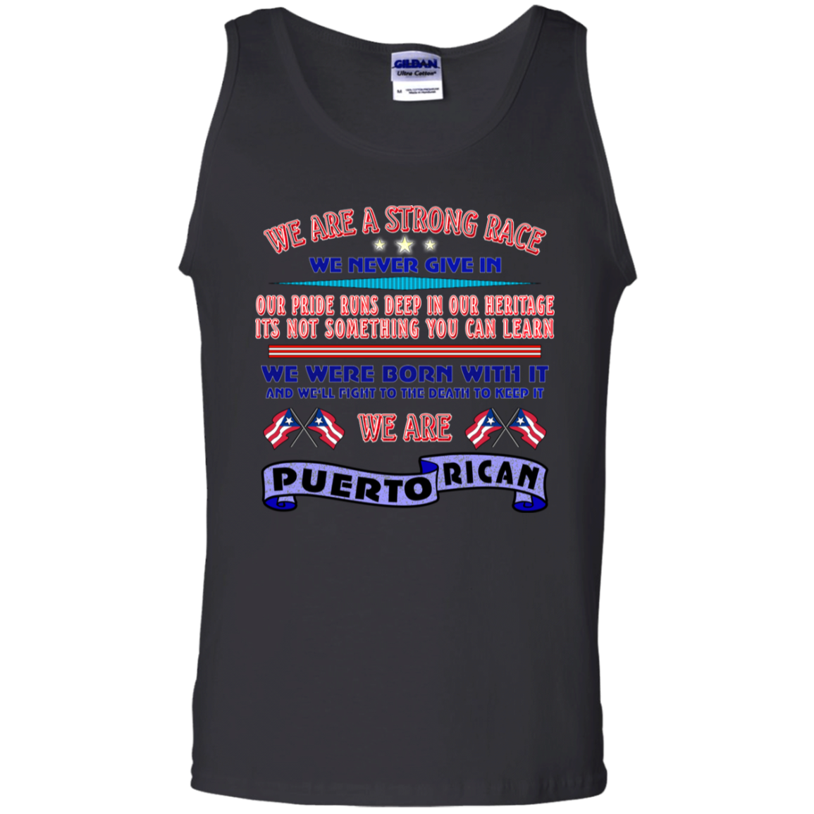 WE ARE Strong 100% Cotton Tank Top - Puerto Rican Pride