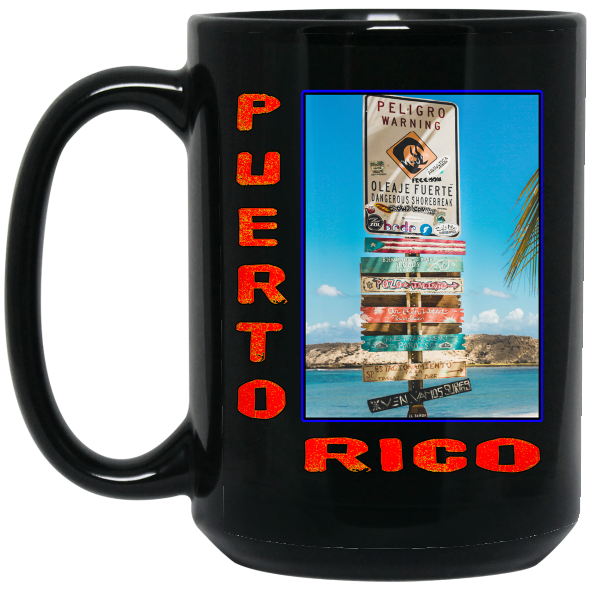 PR Signs 15 oz. Black Mug - Puerto Rican Pride
