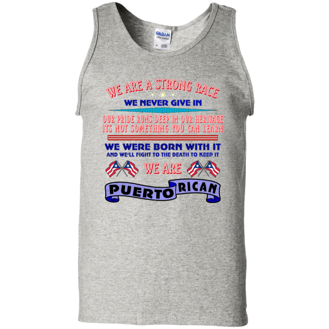 WE ARE Strong 100% Cotton Tank Top - Puerto Rican Pride