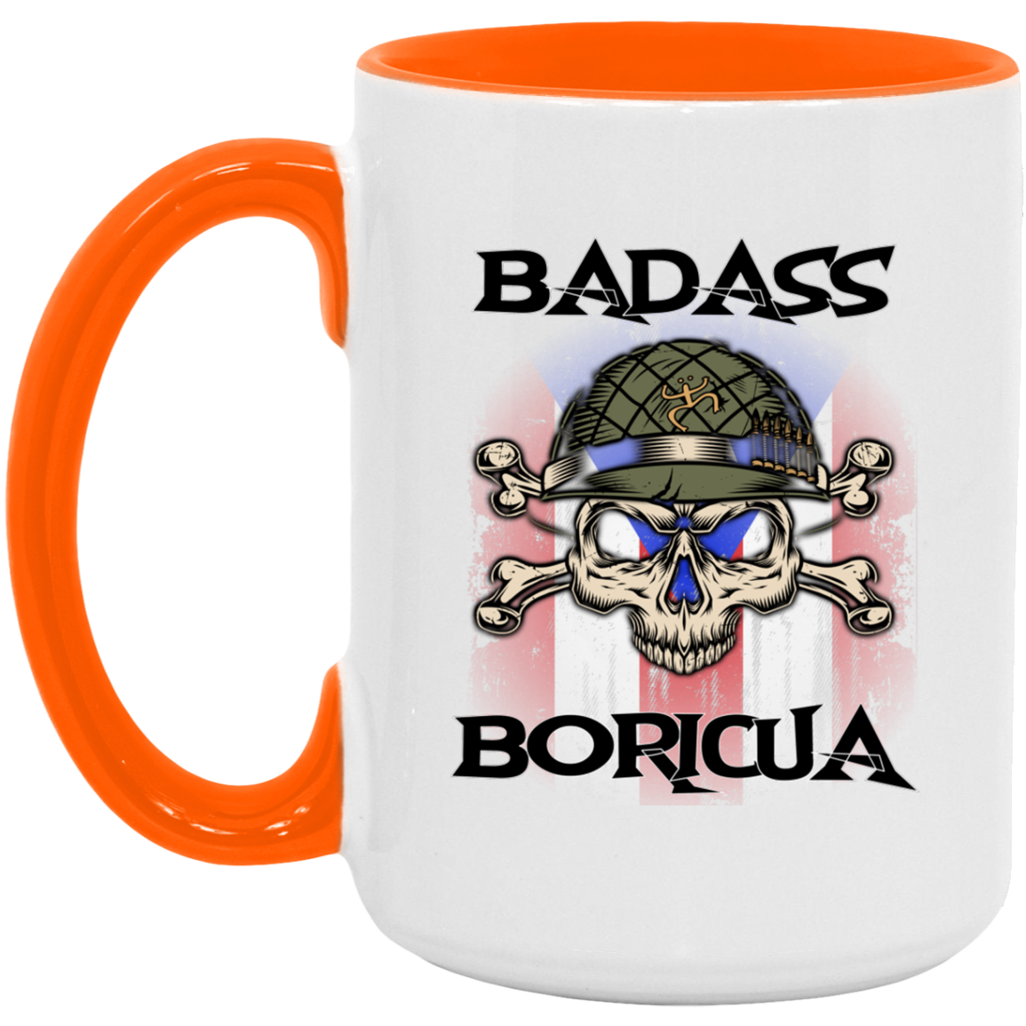 Badass Boricua Skull X Bones 15oz. Accent Mug