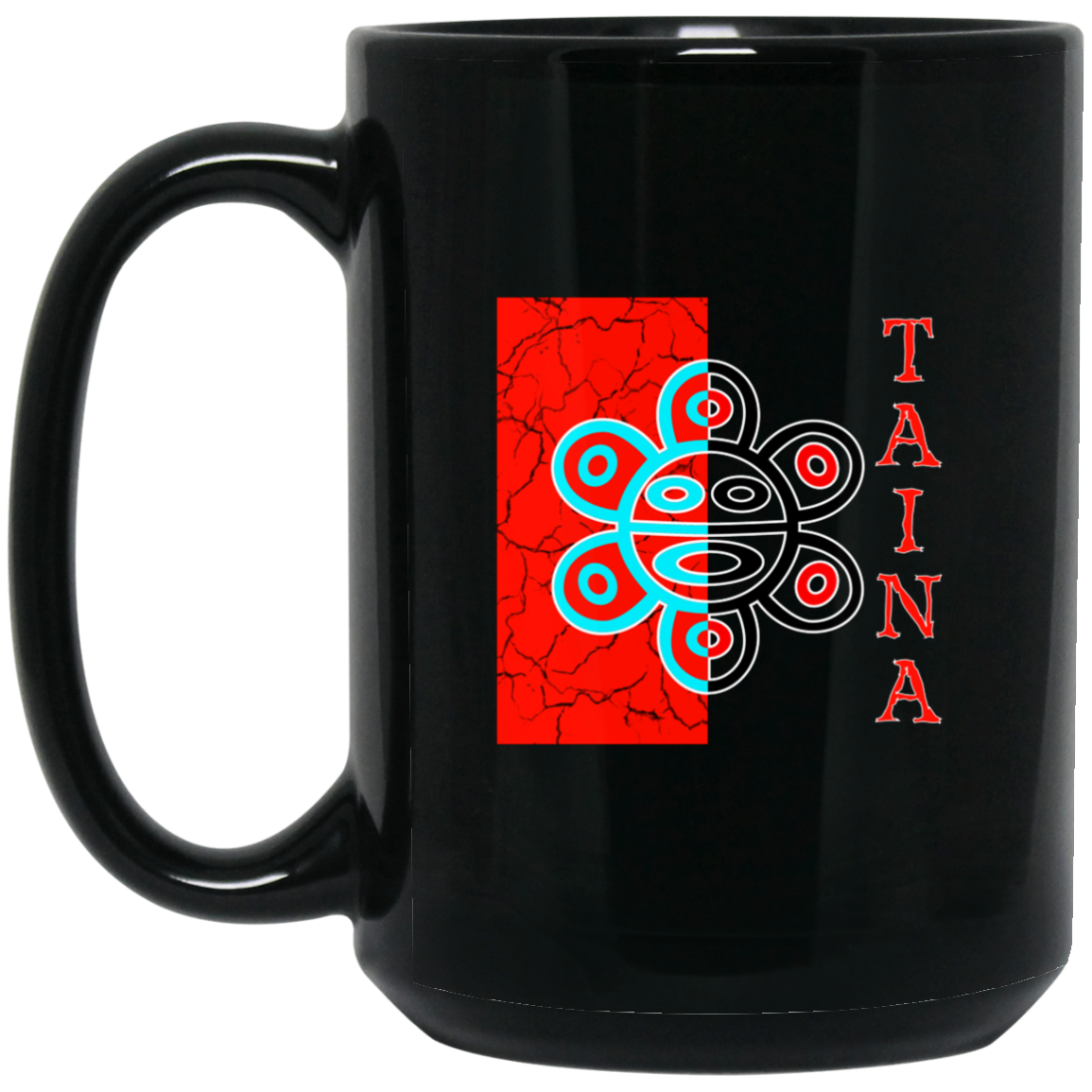 TAINA Sun Symbol 15 oz. Black Mug