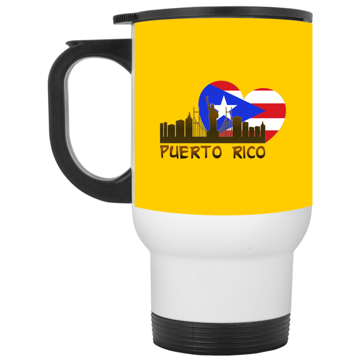 New York Puerto Rico Heart White Travel Mug