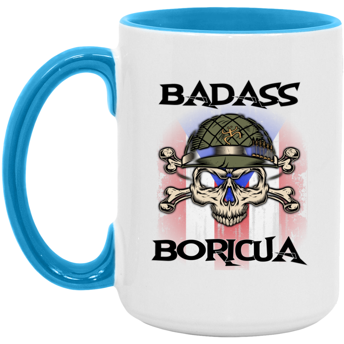 Badass Boricua Skull X Bones 15oz. Accent Mug