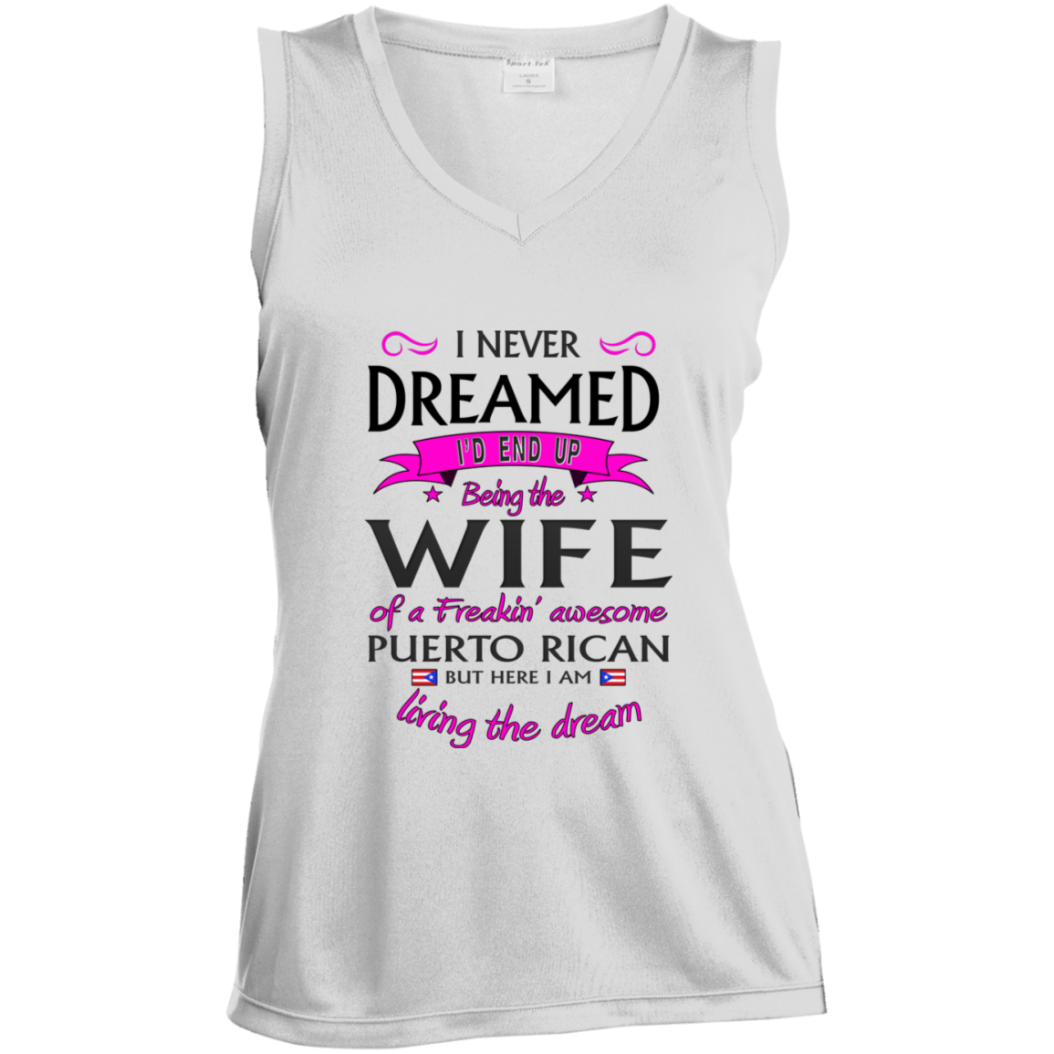 Wife of Awesome PR Sleeveless Moisture Absorbing V-Neck - Puerto Rican Pride