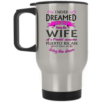 Thumbnail for Wife of Awesome PR Silver Stainless Travel Mug - Puerto Rican Pride