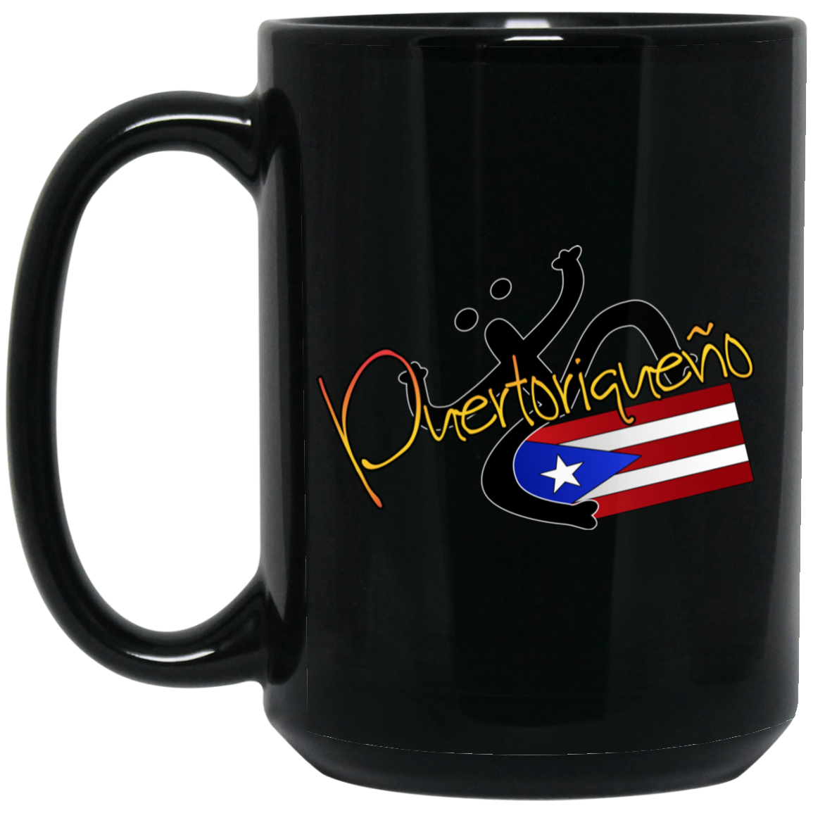 Puertoriqueno  Coqui 15 oz. Black Mug - Puerto Rican Pride