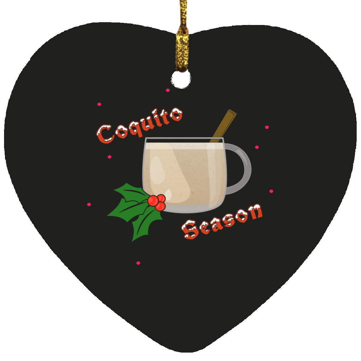 Coquito Season Heart Ornament - Puerto Rican Pride