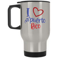 Thumbnail for I LOVE PR Silver Stainless Travel Mug - Puerto Rican Pride