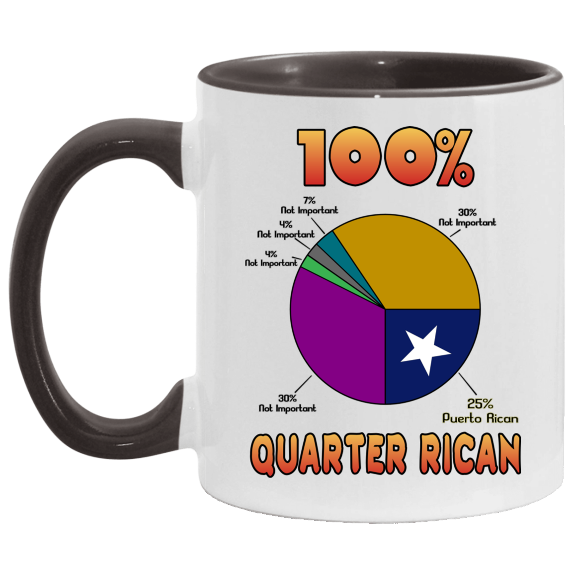 Quarter Rican 11OZ Accent Mug - Puerto Rican Pride