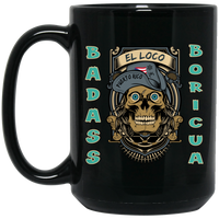 Thumbnail for Badass Boricua El Loco 15 oz. Black Mug