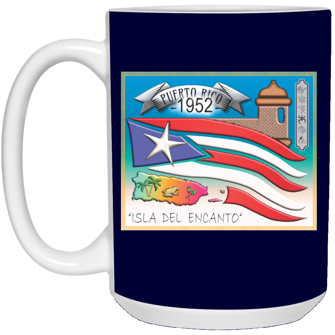 1952 15 oz. White Mug - Puerto Rican Pride