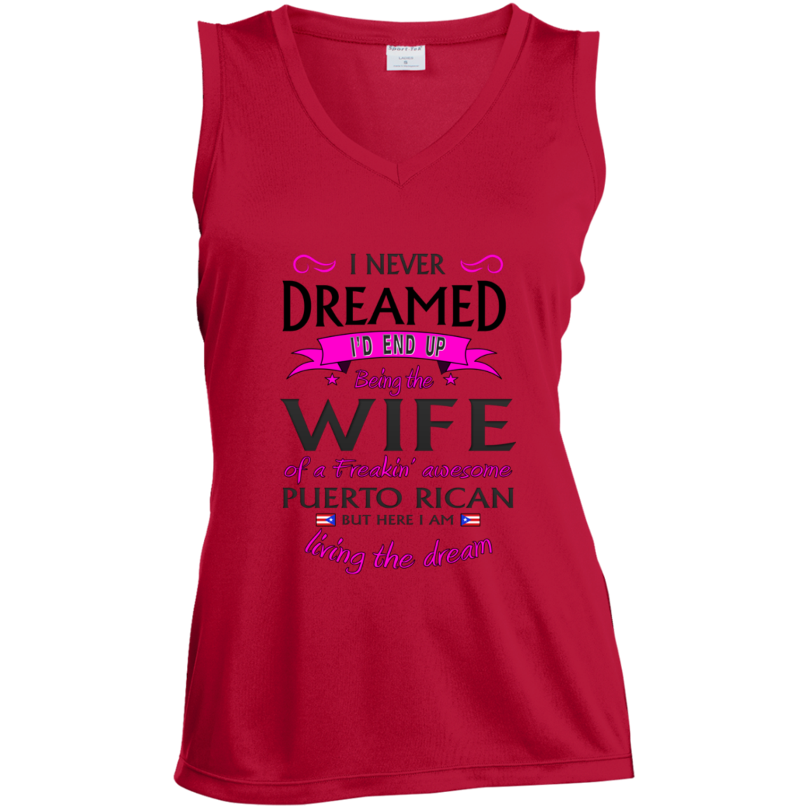 Wife of Awesome PR Sleeveless Moisture Absorbing V-Neck - Puerto Rican Pride
