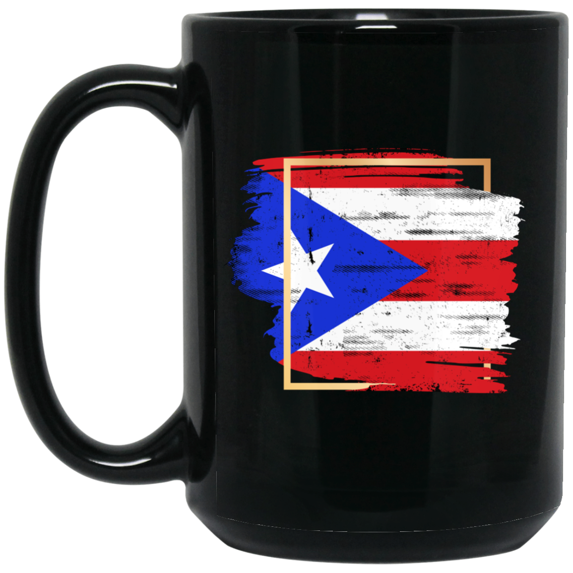 Abstract Puerto Rico Flag 15 oz. Black Mug