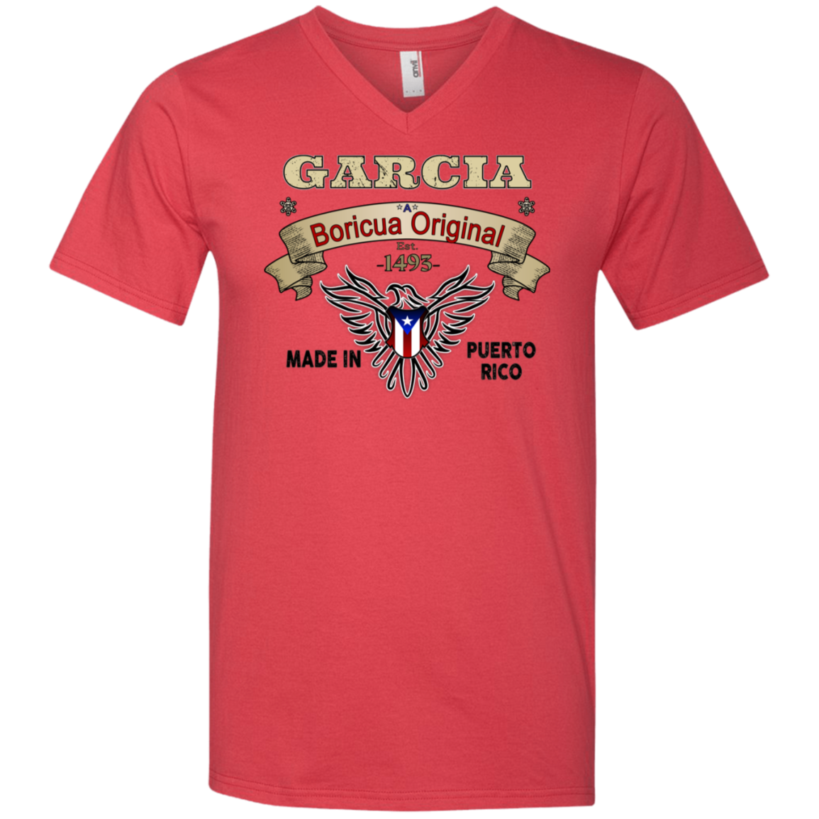 Garcia Boricua Original V-Neck T-Shirt - Puerto Rican Pride