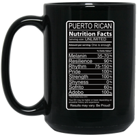 Thumbnail for Puerto Rican Nutritional Facts 15oz Black Coffee Cup