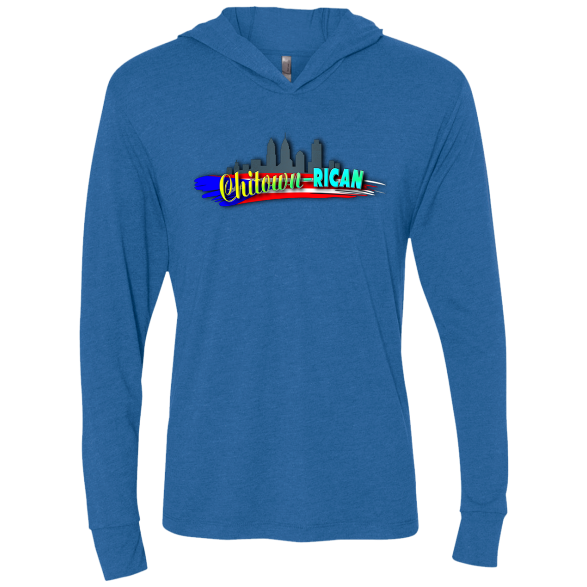 Chitown Rican Unisex Triblend LS Hooded T-Shirt - Puerto Rican Pride