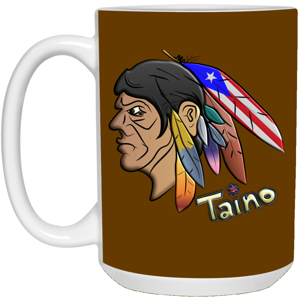 TAINO WARRIOR CHIEF 15 oz. White Mug