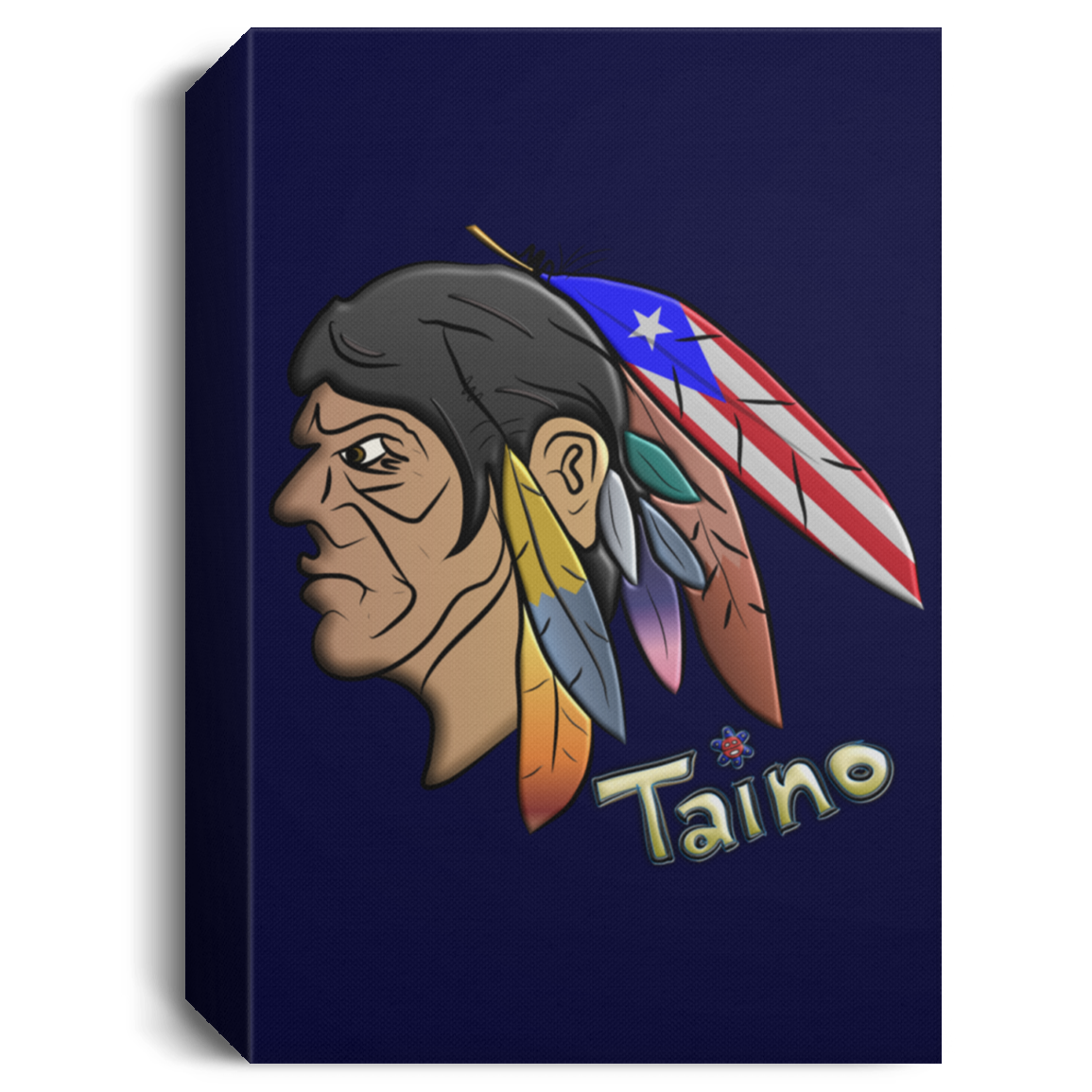 Taino Warrior Chief Deluxe Portrait Canvas 1.5in Frame