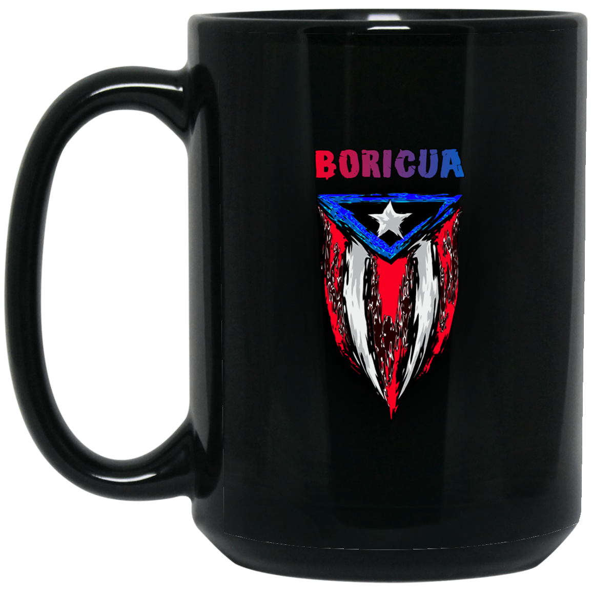 Boricua Artsy Flag 15 oz. Black Mug