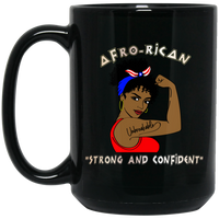 Thumbnail for Afro-Rican Strong And Confident 15 oz. Black Mug