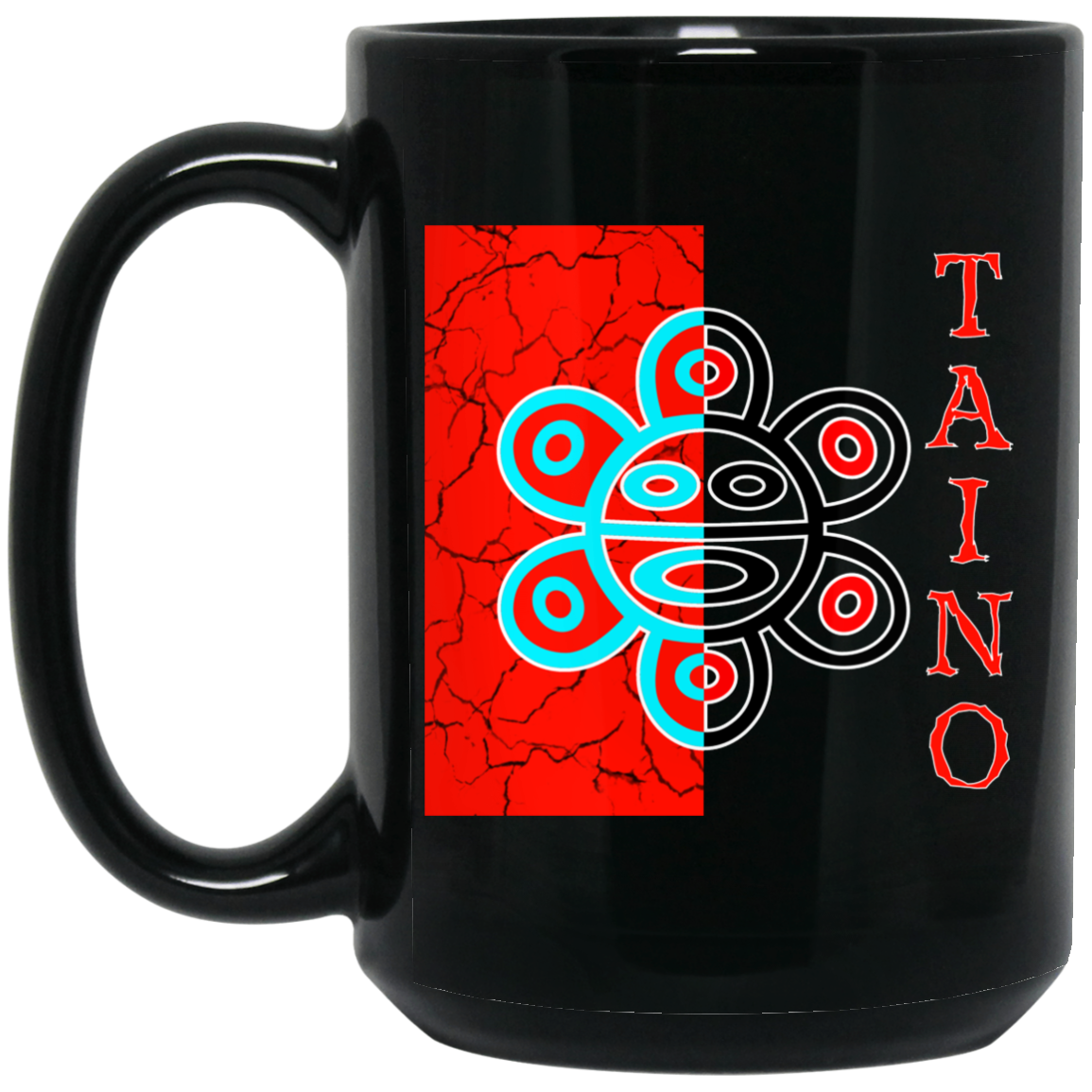 Slit Taino Coffee Cup 15 oz. Black Mug
