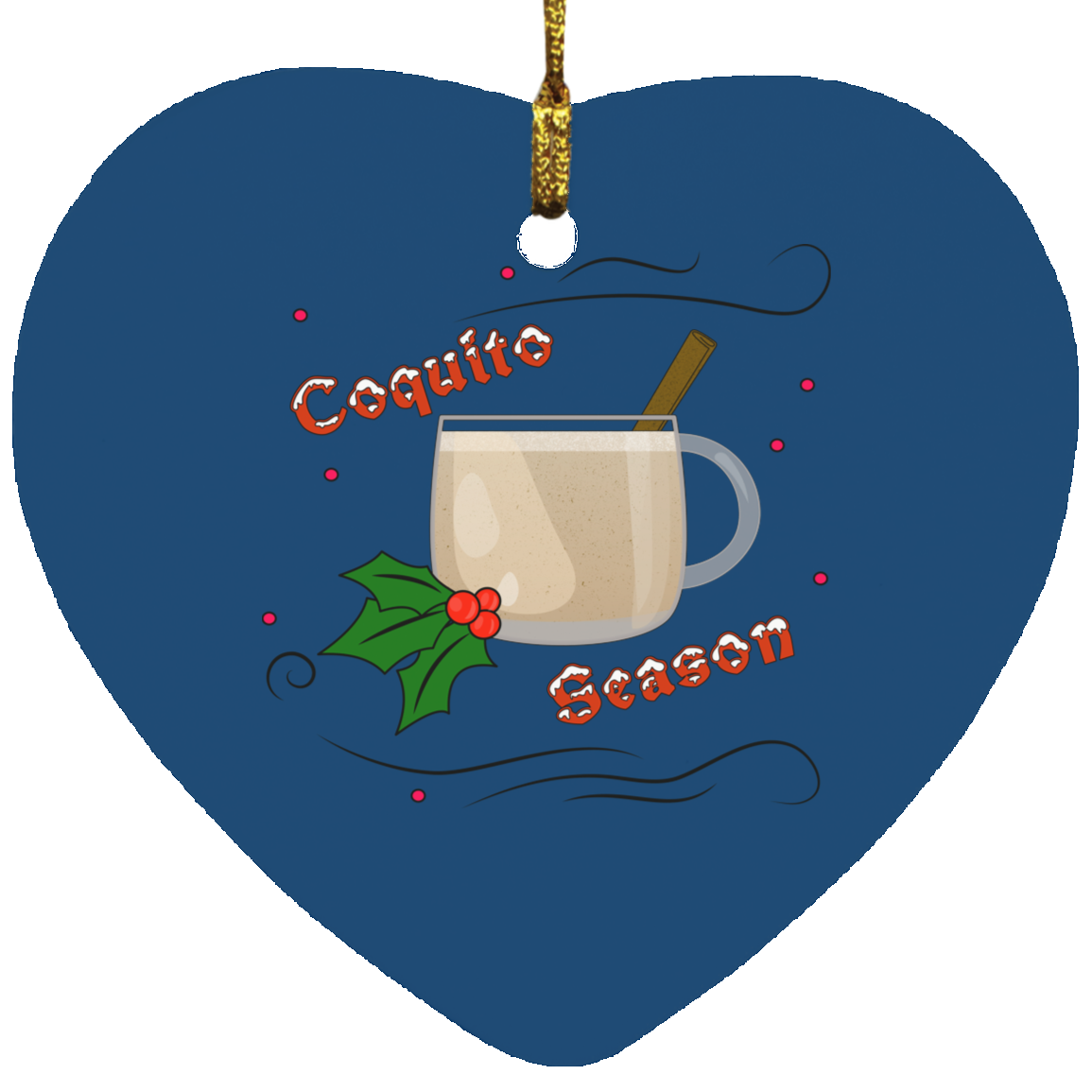 Coquito Season Heart Ornament - Puerto Rican Pride