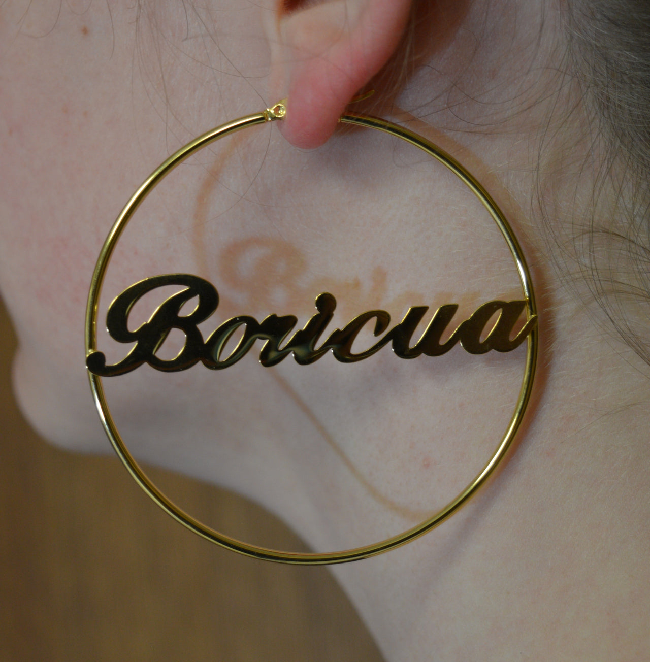 Jumbo 2.75" Gold Boricua Earrings