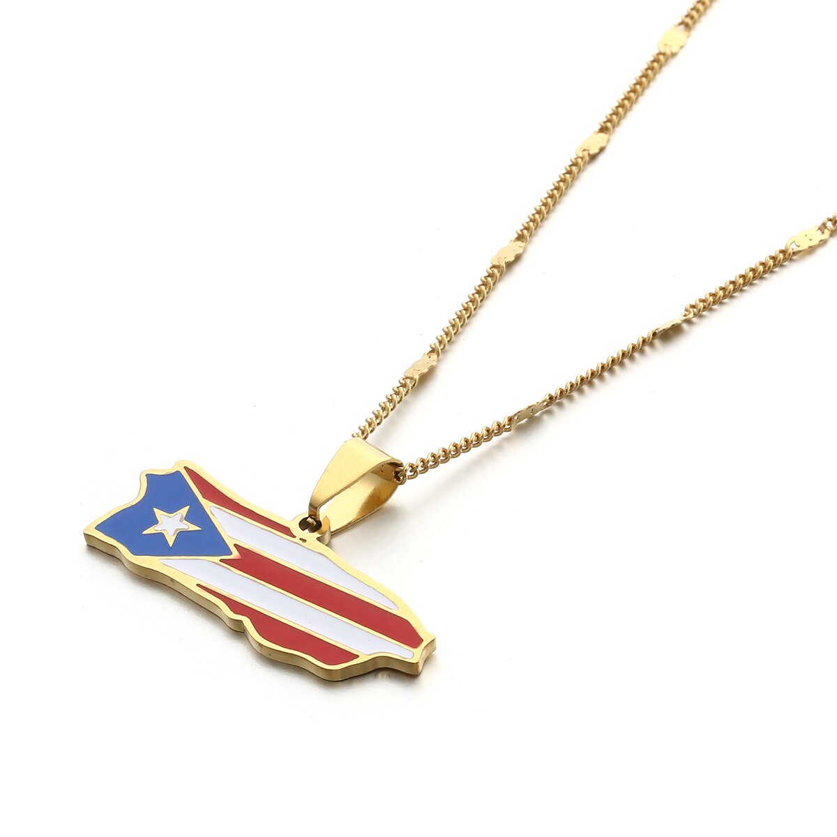 Gold Puerto Rico Necklace, 14k Heavy Plated Puerto Rico Necklace, Gold Puerto  Rican Flag Necklace, 2mm Curb Chain, 14k Heavy Plated Gold - Etsy