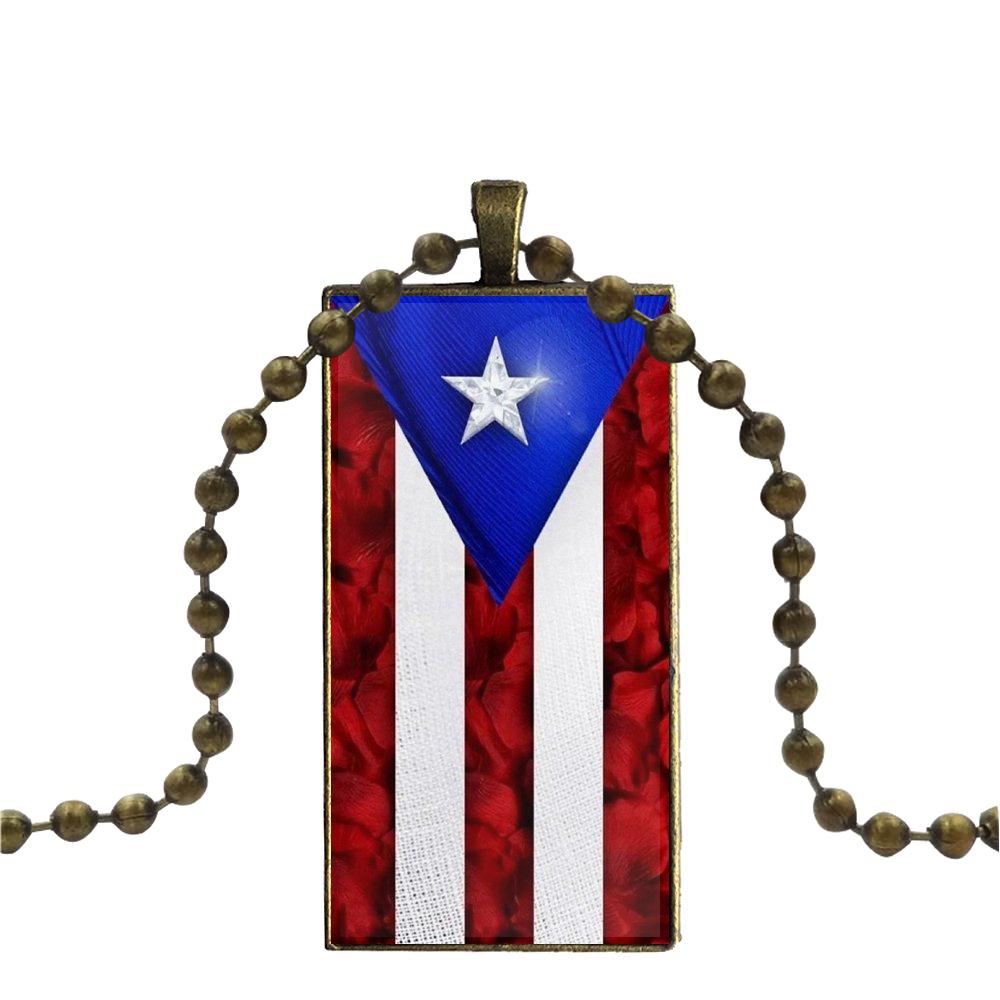 Men's Ball Chain Flashy Flag Necklace