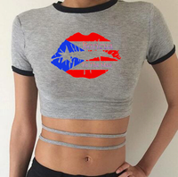 Thumbnail for PR Lips Bandages Crossing Summer Crop Top