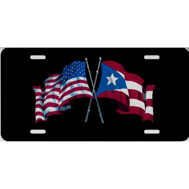 USA And Puerto Rico Flags License Plate