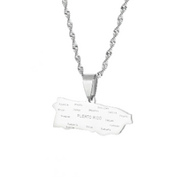 Thumbnail for Stainless Steel Puerto Rico Map Necklace (Gold or Silver)