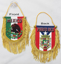 Thumbnail for Mexico-Puerto Rico - Double Sided Window Hanging Flag (Shield)  Double-sided