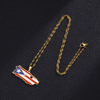 Thumbnail for Map Flag Necklace W/ Heart Cutout