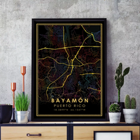 Thumbnail for Caguas or Bayamón Canvas GOLD ROADS City Map Poster - Puerto Rico