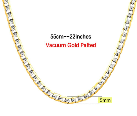 5mm Wide Gold/Silver or Silver Necklace 22" or 24" long
