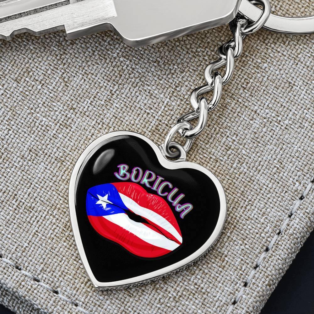 Boricua Lips Heart Key Chain - Puerto Rican Pride