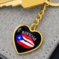 Thumbnail for Boricua Lips Heart Key Chain - Puerto Rican Pride