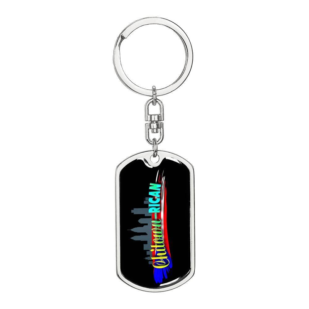 Chitown-Rican Custom Dog Tag Keychain - Puerto Rican Pride
